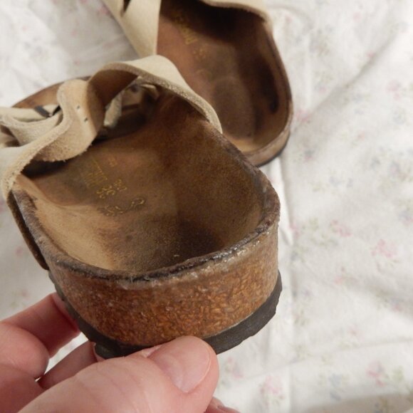 Birkenstock Florida 38 cream pebbled soft leather 7 7.5 8 women's vintage VGC - Picture 5 of 11